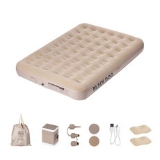BLACKDOG 플로잉 클라우드 자동 팽창식 에어 매트 더블 + 에어펌프 CBD2550WS040, 라이트 브라운