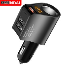 DFMEI 车载充电器 车充快充双USB汽车手机快充点烟器一拖二qc3.0 充电器, 如圖, 现代HY10 QC3.0 灰色