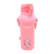 카카오프렌즈 원터치 어깨끈 물통 어피치, 1개, 450ml, 핑크