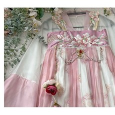 十裏香原創漢服 夭夭唐製齊胸漢元素刺繡印花漸變日常套裝, 單件上衣粉色,S, 1個