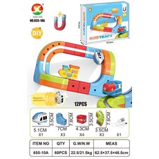 DIY 百變磁力軌道車 兒童玩具, 魔幻軌道立體 12PCS 一輛小車 1套, 1個