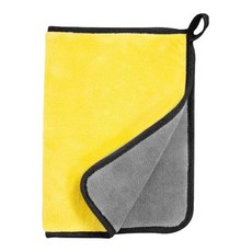 雙面珊瑚絨洗車巾，超細纖維加厚抹布，汽車清潔擦車毛巾，廚房多用途吸水布, 黃色/灰色