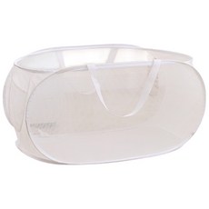 摺疊髒衣籃 恆/豎 帶把手 - 透氣網狀設計，方便收納, 白色橫款