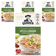 퀘이커 인스턴트 오트밀 애플 & 시나몬 10개입 홀 그레인, 430g, 4개