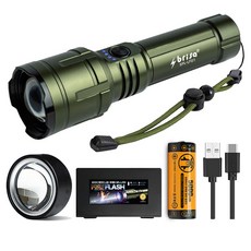 브리사 파이어 LED 후레쉬 충전식 손전등 해루질 캠핑 랜턴 점화렌즈, 1개, 코만도카키