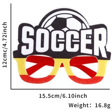 2026 축구 팬 안경 축구 리그 바 클럽 파티 장식 소품 월드컵 팬 용품 맞춤제작 가능, 프리 사이즈, 축구공 검정-노랑-빨강 모델