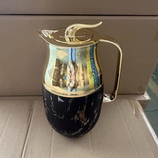 엔틱 실버 주전자 디자인 럭셔리 앤틱 다기 차 수공예, 1개, 1L, 마블 블랙 보온병 A