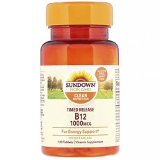 Sundown Naturals 素食維生素B12錠 1000mcg, 1個, 120 件