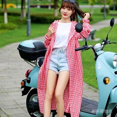 電動車防曬衣夏季長袖全身騎車戶外防曬披肩女款長版遮陽衫，輕薄透氣，有效阻擋紫外線，多色可選