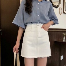코디 하기 좋은 A라인 데님 스커트 여름 패션 룩북 dam55VDg
