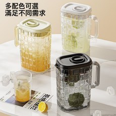 2L冷水壺家用大容量涼水壺水杯套裝耐高溫白開水果汁飲料桶冷泡, 1個, 杯子3個(顏色隨機):如圖, 1L