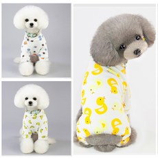 [한정특가]강아지 올인원 내복 바나나 오리 스포츠 패턴 애견 홈웨어 반려견 겨울 의류 강아지옷, 랜덤, 1개