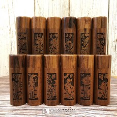 Woods Forest 南非紫檀印章圓罐組合，精選木料，保護印章，展現品味，送禮自用皆宜, 1個, 龍