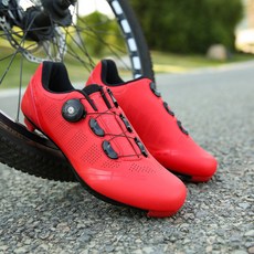 자전거 운동화 스피닝 실내자전거 슈즈 로드 페달신발, 270, T27 레드 무잠금 고무 밑창