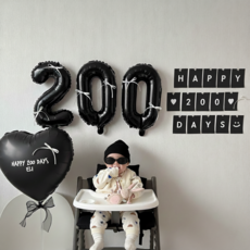 히얼투파티 아기 200일 풍선 소품, 1세트, 2. 블랙_200일 1세트, 2. 블랙_200일