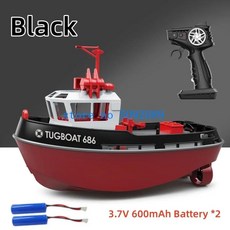 유선조종 전기 턱보트 다방향 제어 강력 모터 방수 기능 화물선 보트, 색상: 2. Black 2Battery, 1개