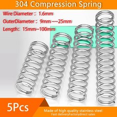 태엽스프링 용수철 코일 5Pcs 304 스테인레스 스틸 압축 스프링 직경 1.6mm 원통형 리턴 압력 9mm 25mm, [00] 1.6mm, [13] 12mm  (5Pcs), [00] 20mm