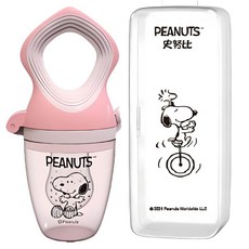 桃園小太陽 PEANUTS 史努比 SNOOPY 食物咬咬棒 蔬果輔食器, 粉, 1個