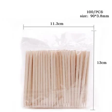 100 Pcs 오렌지 우드 네일 스틱 양면 큐티클 푸셔 리무버 살롱 매니큐어 케어를위한 일회용, 06 H