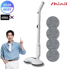 [26년최신형 국내생산]신일 LED 무선 파워스핀 물걸레 청소기 화이트 /극세사패드 4P증정, SDC-WC3008, 단일색상(새상품)