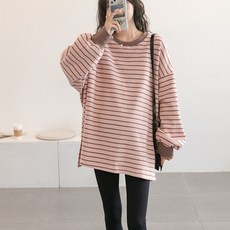 더블슬릿 빅사이즈 임산부 스트라이프 티셔츠