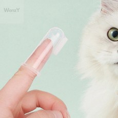 웬카 펫전용칫솔 반려동물 손가락칫솔, 투명 10개입