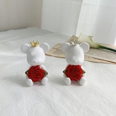 카네이션 베어 석고방향제 세트 어버이날 스승의날 선물 행사 선물, 은색, 핑크, 프렌치라벤더