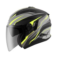 ZEUS ZS-613B 輕量化內墨鏡3/4安全帽 眼鏡溝設計, 消光黑 / 螢光黃,XL