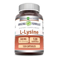Amazing Formulas L-라이신 500mg 120캡슐 | 아미노산 보충제 | GMO 프리 | 글루텐 프리 | 미국 제조, Amazing Formulas L-라이신 500mg 1, 1개