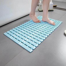 無品牌 浴室防滑墊洗澡防摔隔水腳墊酒店衛生間廁所防滑地墊帶吸盤, 藍白條紋 大吸盤牢吸附 ,68長40寬, 1個