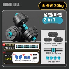 뎀벨 조립식 덤벨 세트 바벨 양손덤벨 규격 중량, 베스트셀러 듀얼용 20kg 10kgx2, 1개, 1kg