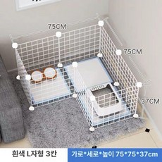 강아지 중형견 펜스 이동식 반려견 견사 접이식 야외용, 1개, 화이트 철망 8개 L자형