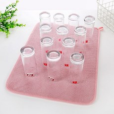 주방용 접시 건조 매트 40X30CM 주방 극세사 수건 흡수성 내열성 빠른 재사용 카운터 가능한, 01 One Size, Pink