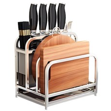 可調式多功能刀具砧板架 廚房收納, 1組, WD38 不鏽鋼原色