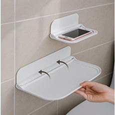 무타공 접이식벽걸이 수납선반, 1단, 화이트