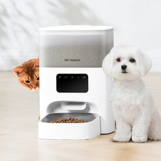 펫마블 타이머 자동급식기 M2 4중밀폐 완전분리세척 강아지 고양이 급식기 4.4L, 1개, 화이트
