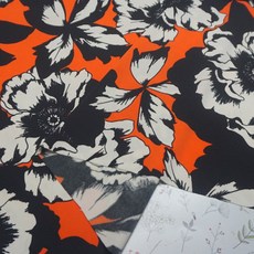 원단대장 폴리에스테르100% DTP 저지 스판 매끄러운천 부드러운촉감 국내생산 의류 원단, 1개, 12. 오렌지색 배추꽃