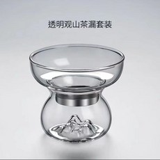 高硼硅玻璃茶漏 觀山造型茶隔濾網漏斗 茶水分離過濾器, 透明, 1個