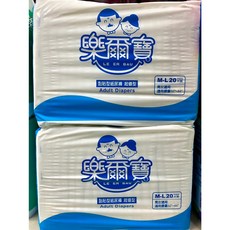樂爾寶 成人黏貼型紙尿褲 超值型, 超值型 M-L號【6包/箱】, 1個, 小型, 20片