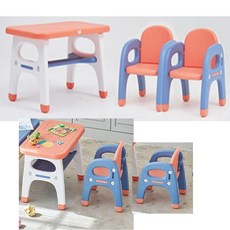 집중력향상 놀이학습 유아책상+의자 set 안전설계 놀이방교구 숫자공부 아기테이블, 레드 1인세트