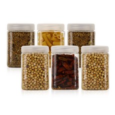 냉장고 사각(화이트) 보관용기(중 600ml) 6개, 1세트, 6개입