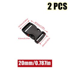 2 개/갑 20MM 25MM 플라스틱 및 블랙 50MM 내부 38MM 분리 야외 버클 배낭 스트랩 스포츠 아치형 32MM, 2pcs, Webbing Size 20mm