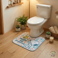 Miffy 米飛 米菲 吸水墊 U型墊 馬桶地墊, 1個, 史努比＆糊塗塌客｜彩葉款