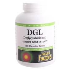 natural Factors 甘草根萃取素食口嚼片, 180顆, 1個