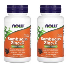 나우푸드 2개X 엘더베리 아연-C 사탕 정제 60정, 2개