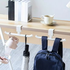 다용도 무타공 양방향 책상 가방 걸이 후크 2P 세트, 1세트, 아이보리