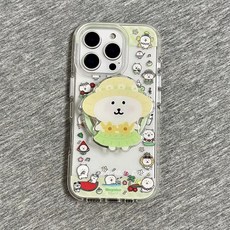 다이슝 농담곰 투명 케이스 맥세이프 그립톡 거치대 녹색 아이폰17/16/15 프로맥스 호환 케이스