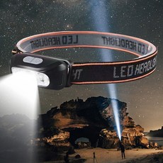 Eclairex(고성능 배터리수명) 헤드랜턴 손전등 아웃도어 겸용 휴대용 후레쉬 서치라이트, 1개, 블랙