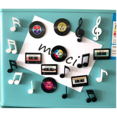 이삭유통 빈티지 레코드 LP판 카세트 테이프 자석 인테리어 레트로 소품 냉장고 자석 4P 1세트, 카세트테이프