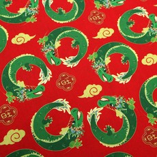 牛津布 環龍圖案 手作材料, 紅色,尺, 1個
